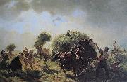 Rudolf Koller Heuernte bei drohendem Gewitter oil painting